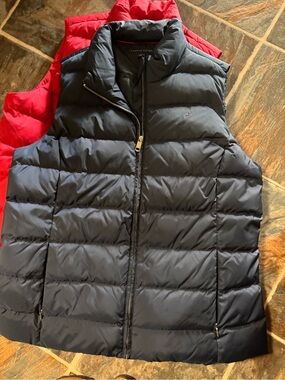 Tommy Hilfiger Navy and Red and Black Puffer Vests